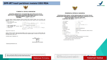 Contoh izin edar SPP-IRT. Foto : dpmptsp.bantulkab.go.id