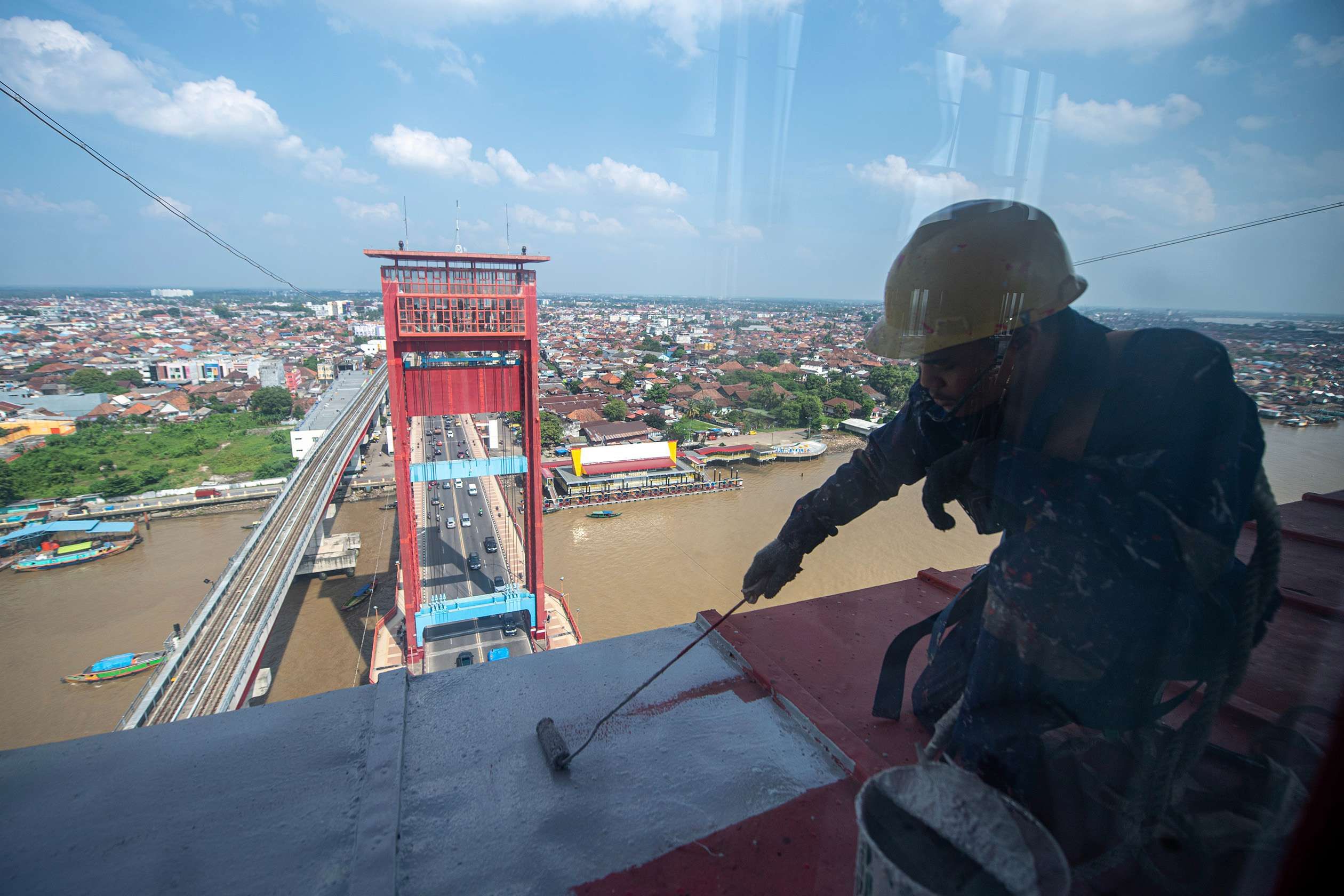 Menara Jembatan Ampera Palembang Segera Dibuka untuk Umum, Nikmati Panorama Kota dari Ketinggian!. Foto: Antara/Nova Wahyudi.