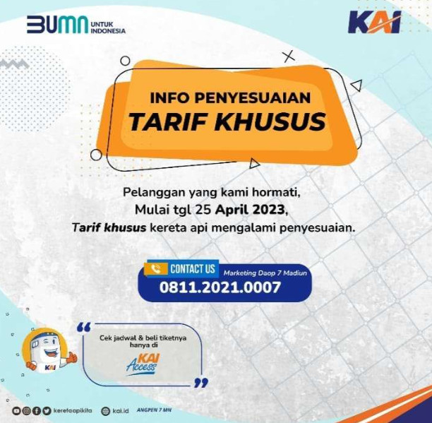 Poster Informasi dari KAI terkait tarif khusus atau Go Show. Foto : KAI 