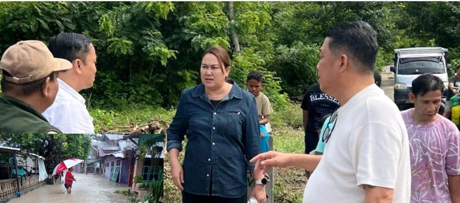 Bupati Donggala Vera Elena Laruni meninjau lansung kejadian banjir di kota Donggala, Foto : Husni S.
