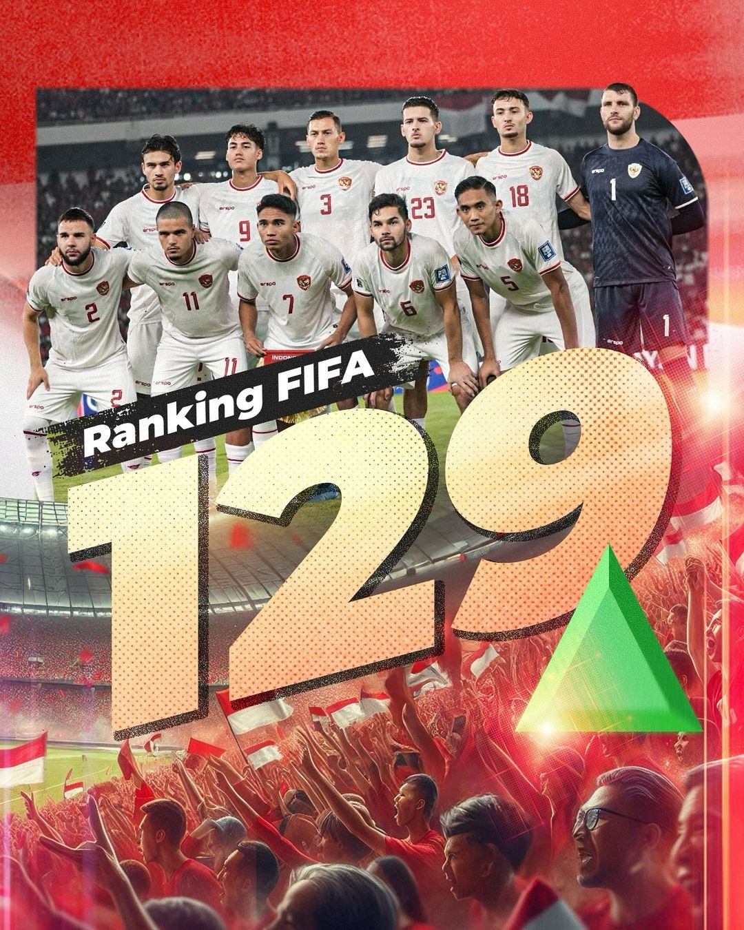 Apresiasi Erick Thohir terhadap pencapaian Timnas Indonesia mencapai Rangking 129 FIFA; sumber: akun Instagram @erickthohir