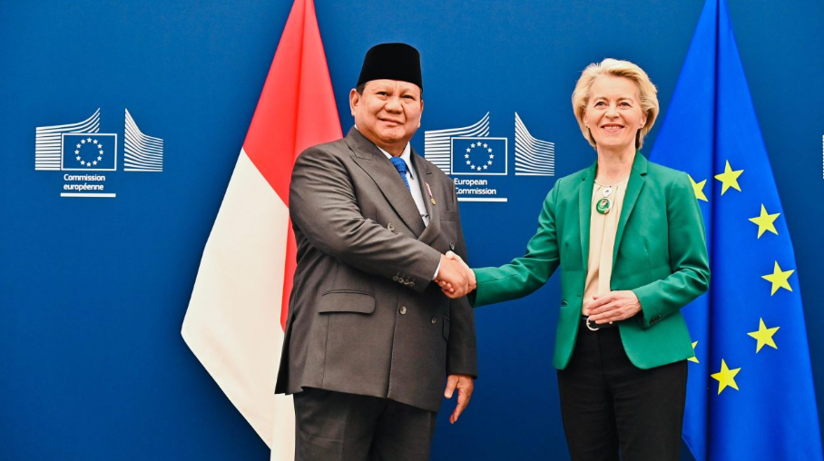 Presiden Republik Indonesia, Prabowo Subianto, melakukan pertemuan dengan Presiden Komisi Eropa, Ursula von der Leyen, di Kantor Pusat Uni Eropa, Gedung Berlaymont, Brussel, Belgia. Foto: doc BPMI Setpres