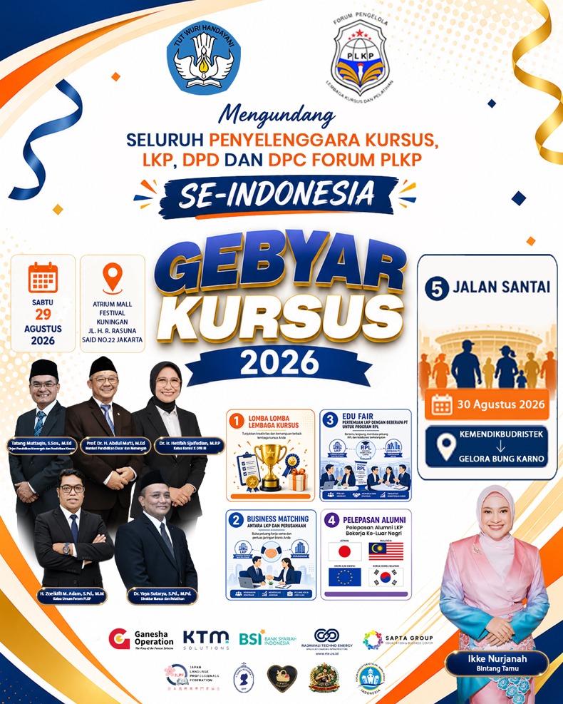 Gebyar Kursus 2026 Siap Digelar, Forum PLKP Bakal Kumpulkan Seribu Praktisi Kursus di Ibu Kota. (Foto: Flyer Gebyar Kursus 2026)