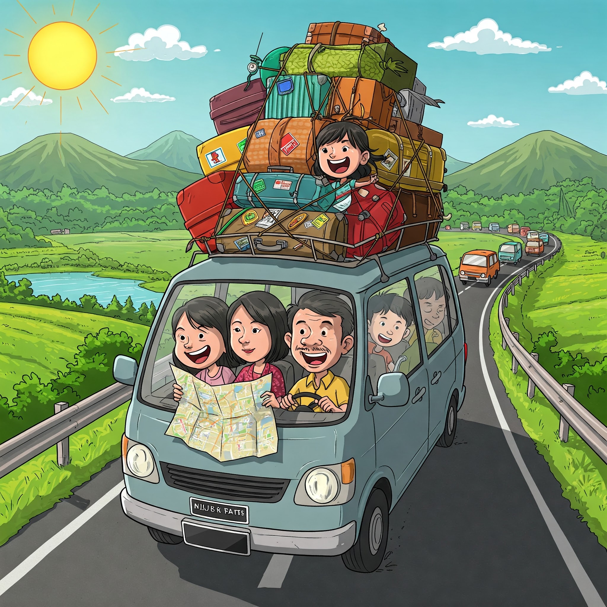 Mudik bukan cuma soal sampai tujuan, tapi juga bagaimana kita sampai dengan kondisi sehat dan bahagia. Foto : Ilustrasi AI