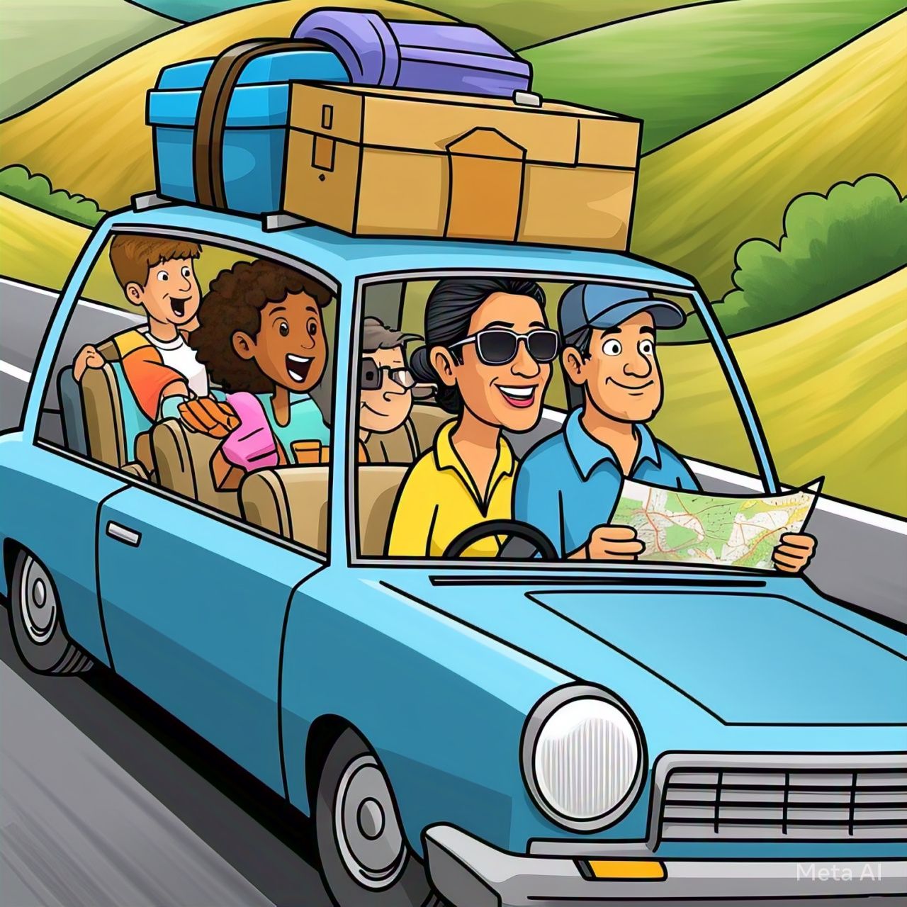 Ilustrasi Mudik Lebaran Bersama Keluarga. Sumber Meta AI