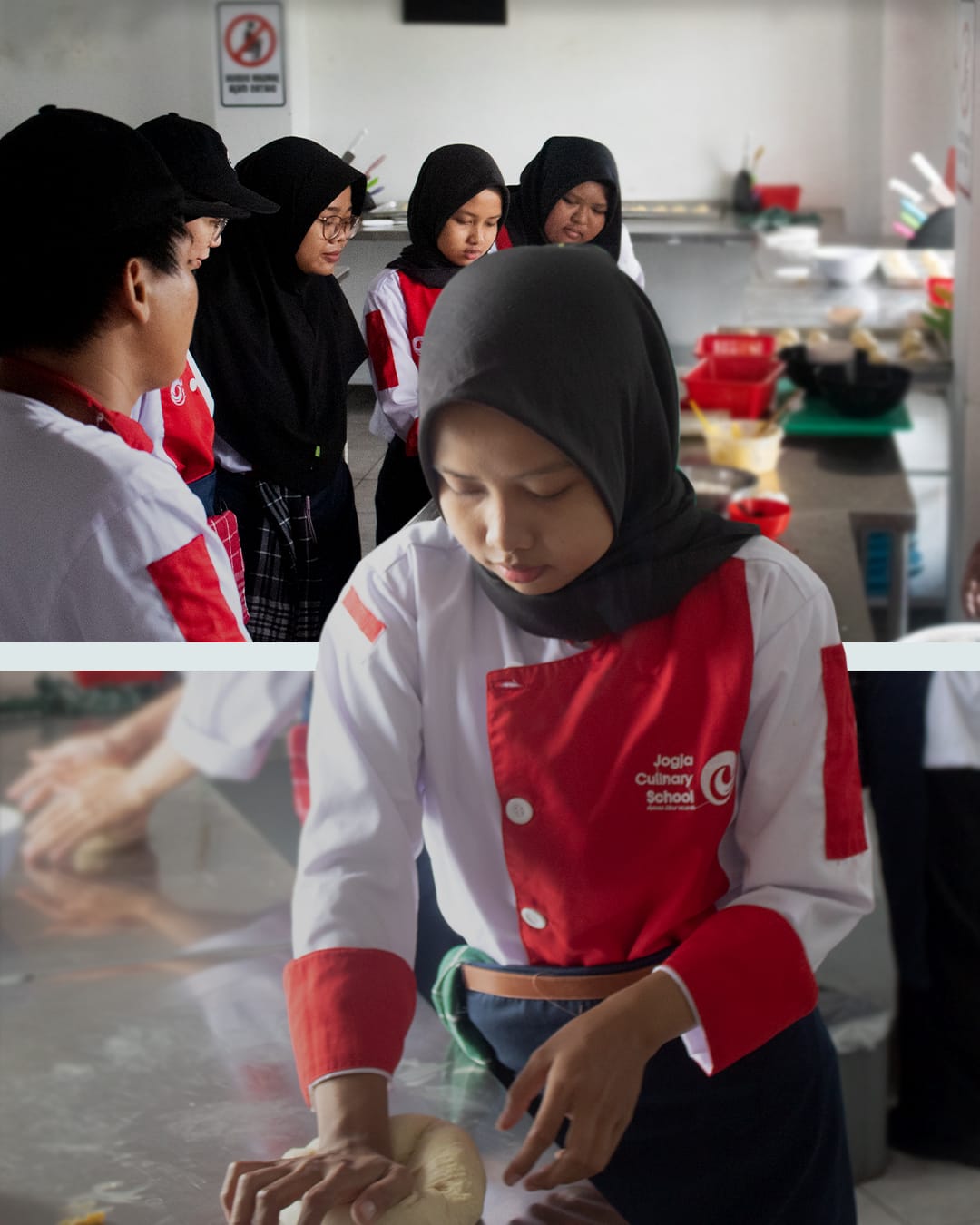 Peserta didik Jogja Culinary School sedang mengikuti kelas praktik. Foto: Dok Jogja Culinary School