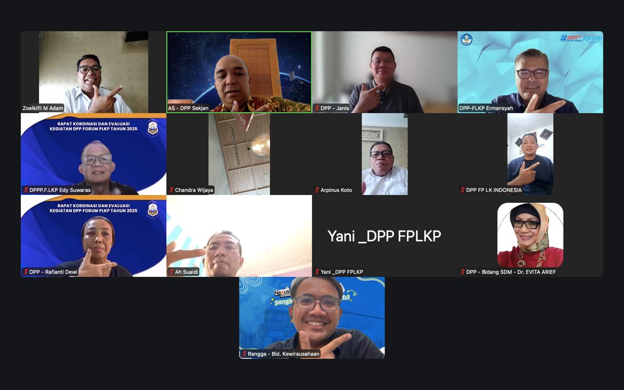 Tangkapan layar zoom meeting rapat koordinasi dan konsolidasi Pengurus Forum PLKP, Senin (5/1/2026). Foto: Dok Forum PKLP