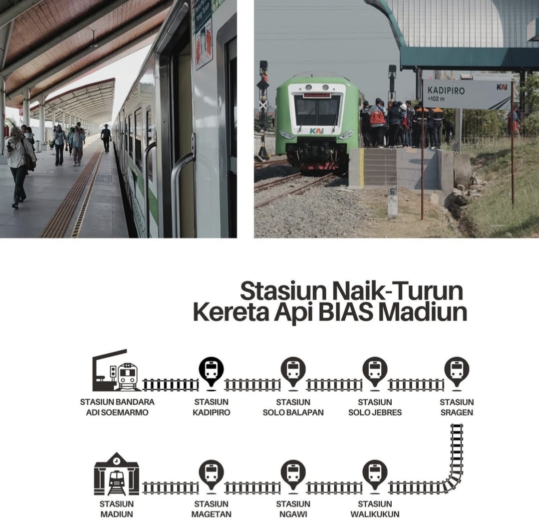 Rute KA BIAS Madiun - Bandara Adi Sumarmo. Foto : Dok KAI