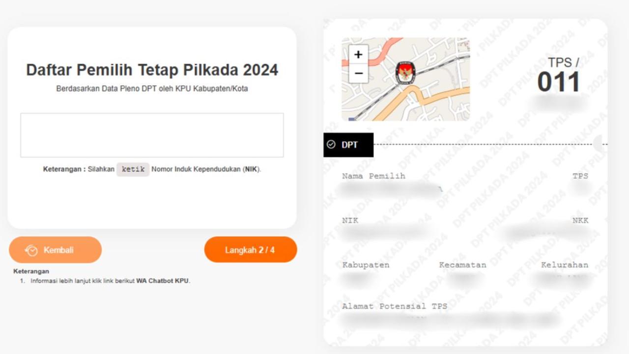 Panduan Lengkap Cek Nomor dan Lokasi TPS Pilkada 2024: Jangan Sampai Keliru!. Foto: Tangkapan Layar situs cekdptonline KPU