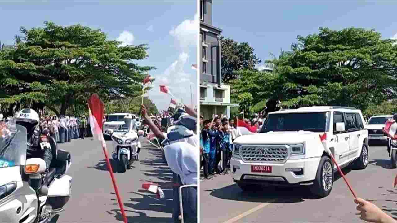 Presiden Prabowo Disambut Antusias Ratusan Siswa di Jakabaring Palembang. Kolase Foto: Dok. Sripoku.com 