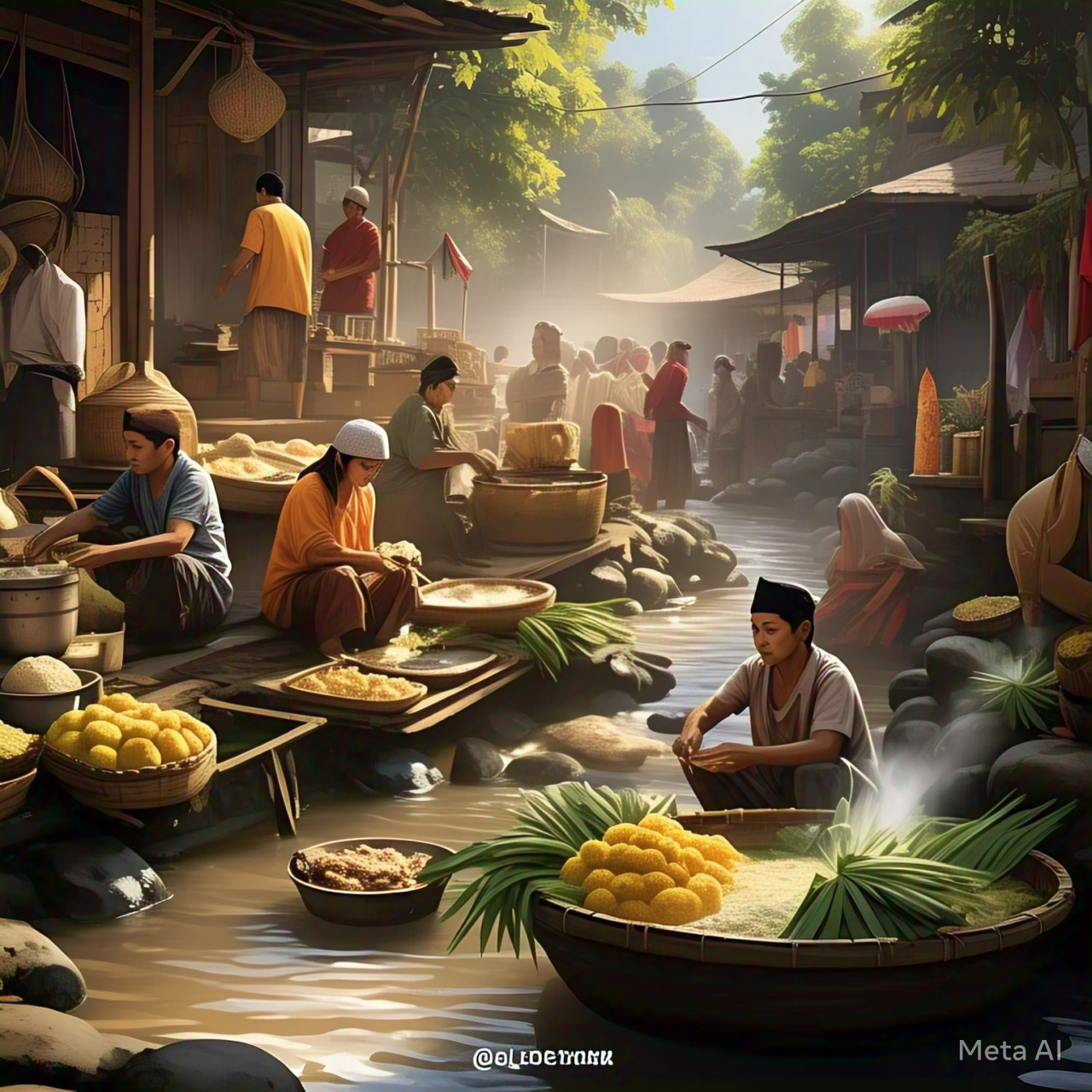 Ilustrasi budyaa Indonesia saat menyambung bulan suci Ramadhan. Foto : Meta AI