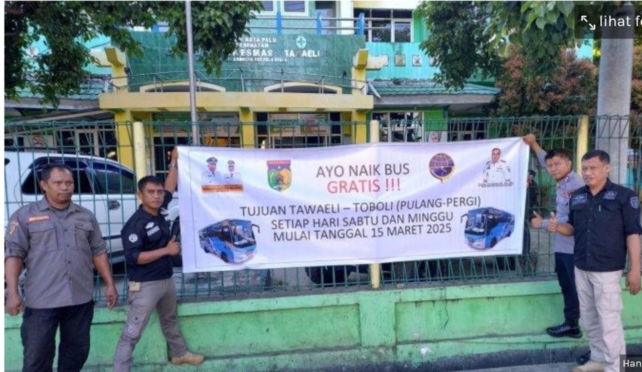 Pemerintah kota Palu resmi luncurkan layanan Bus gratis rute Tawaeli -Toboli pada tanggal 15 Maret 2025, Foto Tribunpalu.com