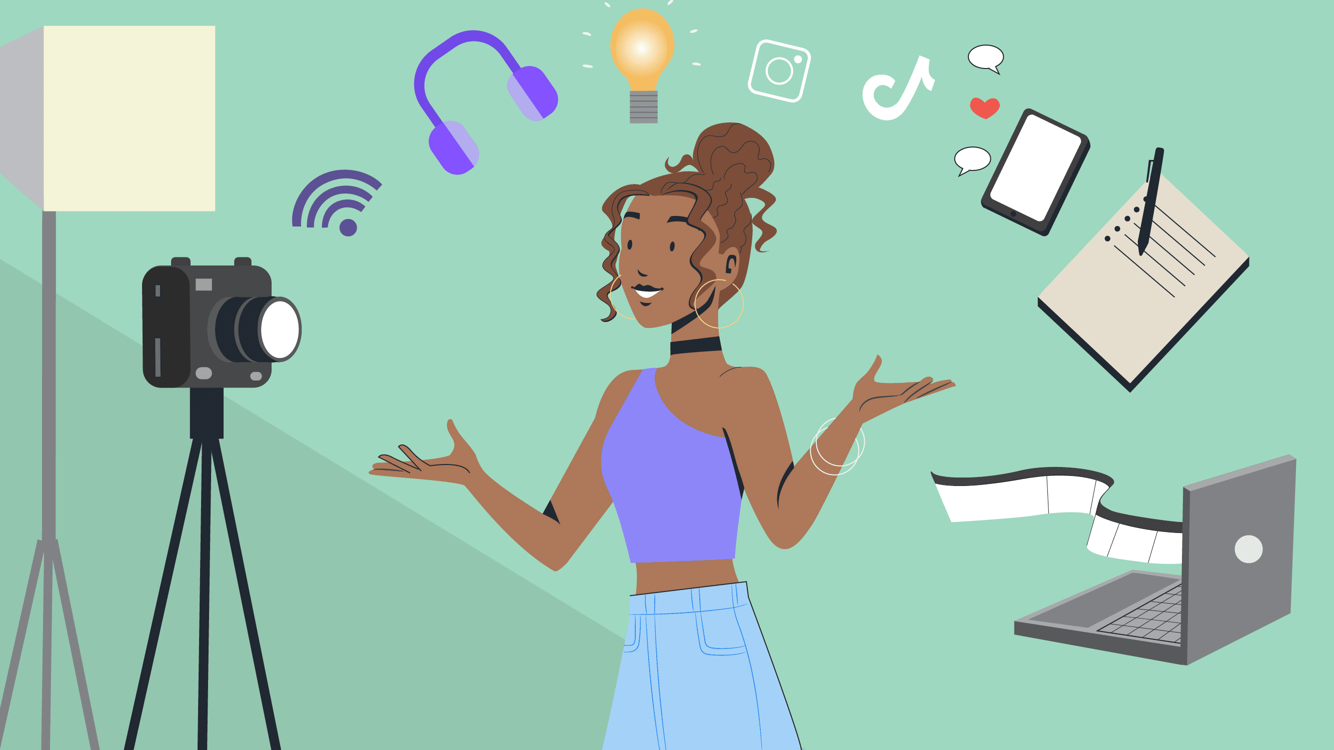 Content Creator tidak hanya membuat content, namun membutuhkan perencanaan, kreativitas dan inovasi. Sumber : Foto kajabi.com