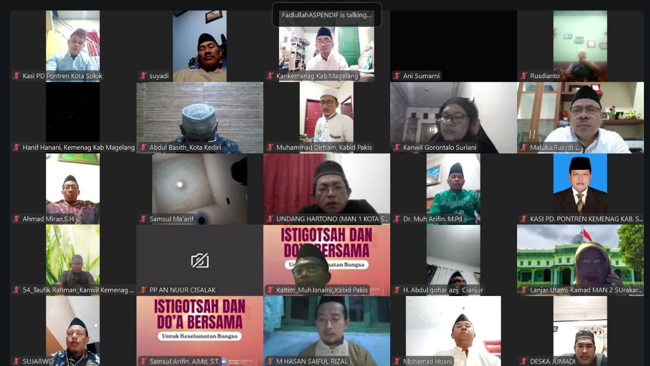 Istiqasah dan doa bersama secara daring. Foto: doc kemenang.go.id