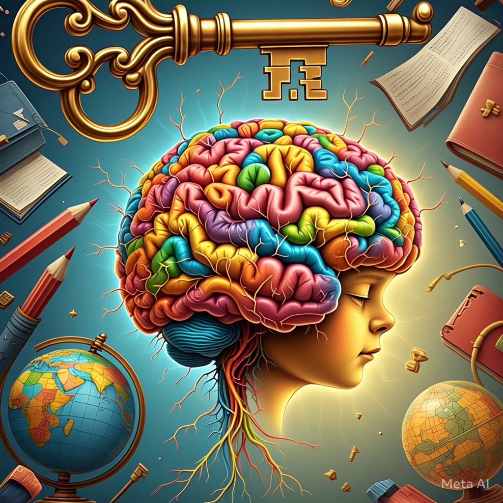 gambaran islustrasi otak anak, Foto : Ilustrasi Meta Ai