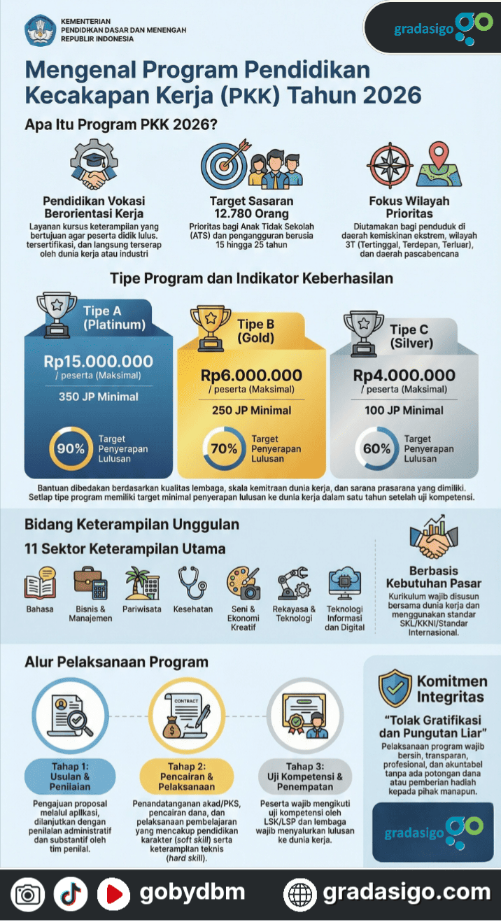 Program bantuan kursus kerja 2026 Kemendikdasmen