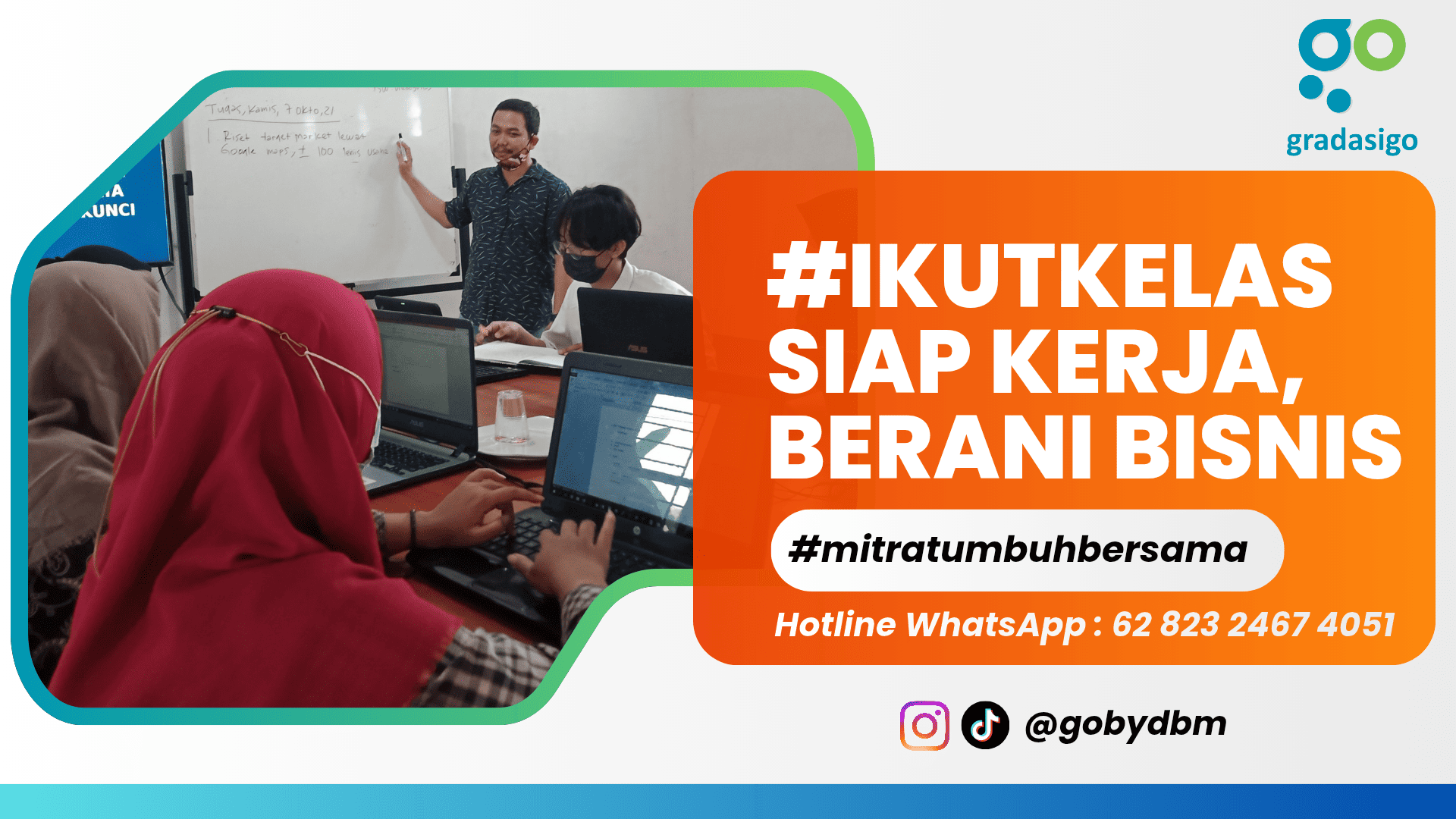 Gradasigo Membuka Kelas Siap Kerja dan Kerja Berani Bisnis. Foto: Desain Canva